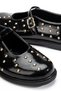 Women's Black Patent Leather Strappy Casual Ballerinas with Trop Detail - 5