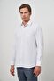 Men's White Long Sleeve Checkered Pattern Hard Collar Pocket Cotton Comfort Fit Shirt 1004245163