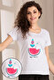 Watermelon Print Top in Grey - 100% Cotton