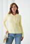 Women's Shirt Collar Buttoned Ribbed Slim Knit Sweater - 4