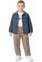 Boy's Stylish Three-Piece Set with Jacquard Shirt, Gabardine Trousers and Long Sleeve T-Shirt