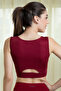 Comfort-Fit Active Marble Print Crop Top in Maroon - 3