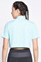 Comfort Fit Text Print Turtleneck Active Crop Top in Sky Blue - 5
