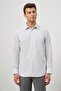 Men's White Long Sleeve Checkered Pattern Hard Collar Pocket Cotton Comfort Fit Shirt 1004245159