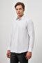 Men's White Long Sleeve Checkered Pattern Hard Collar Pocketed Cotton Comfort Fit Shirt 1004245158 - 5
