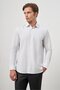 Men's White Long Sleeve Checkered Pattern Hard Collar Pocketed Cotton Comfort Fit Shirt 1004245158 - 3