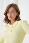 Women's Shirt Collar Buttoned Ribbed Slim Knit Sweater - 5