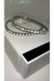 2Pcs 4mm White Stone Silver Color Stainless Steel Flexible Bracelet - 2