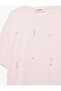 Women'S Pink Embellished T-Shirt - 5