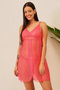 Chic Basic Self-Patterned Sheer Babydoll in Orange with G-string - Lace - 3