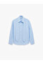 Women'S Blue Scarf Neck Shirt