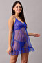Chic Basic Self-Patterned Babydoll in Navy with G-string - Mesh - 3