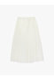 Women'S Ecru Midi Floral Textured Skirt - 2