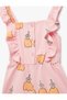 Baby Girl'S Pink Design Strappy Cotton Jumpsuit - 3