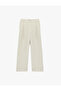 Women'S Beige Wide-Leg Trousers - 3