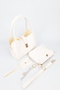 Women's White Charm and Wallet Detailed Three-Compartment Detachable Makeup Bag Hand and Shoulder Bag Lux - 2
