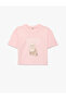 Girl'S Pink Cat Printed T-Shirt