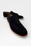 Genuine Suede Leather Tassel Detailed Loafer Men's Shoes Black - 2