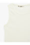 Slim Fit Sleeveless Crew Neck Ribbed Knit Blouse - 3