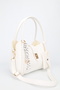Women's White Charm and Wallet Detailed Three-Compartment Detachable Makeup Bag Hand and Shoulder Bag Lux - 4