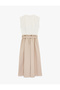 Women'S Beige Sleeveless Midi Dress - 2