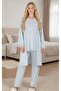 New Season Blue Elegant Lace Embroidered Long Sleeve Design Maternity Pajama Set - 5