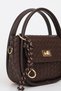 Women's Brown Gold Lock and Charm Detailed Adjustable Strap Burgundy Hand Shoulder and Crossbody Bag Mina - 5