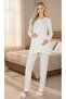 New Season Ecru Elegant Lace Embroidered Long Sleeve Design Maternity Pajama Set - 6