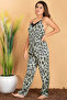 Animal Print Cami Top & Pyjama Set in Light Green - Satin - 4