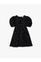 Girl'S Black Design Cotton Polka Dot Dress