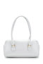 Baguette-Shaped Special Lock Pendant Detailed Hilly Women's Shoulder Bag White - 5