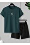 Unisex Vibes Palm Tree Printed T-Shirt and Shorts Top and Bottom Set - 3