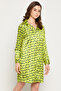 Crocodile Print Button Down Sleep Shirt in Yellow - Satin - 3