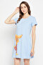 Banana Print Short Night Dress in Baby Blue - 100% Cotton - 2