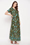 Pretty Florals Long Nighty in Dark Green - Rayon - 4