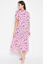 Pretty Florals Mid Length Nightdress with Side Slits in Baby Pink - Cotton Rich - 5