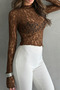Women's Transparent Lace Long Sleeve Blouse - 3