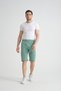 Moss Green Side Stripe Embroidery Detailed Men's Shorts with Hidden Zipper - 2