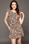 Animal Print Long Sleep Tee in Cream Colour - Rayon - 2