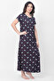 Leaf Print Long Nighty in Navy - Rayon - 2