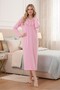 New Season Pink Long Sleeve Button Detailed 100% Cotton Stylish Lace Large Size Nightgown - 6
