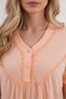 New Season Salmon Long Sleeve Button Detailed 100% Cotton Stylish Lace Large Size Nightgown - 7