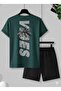 Unisex Vibes Palm Tree Printed T-Shirt and Shorts Top and Bottom Set - 2