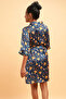 Pretty Florals Robe in Teal Blue- Satin - 5