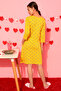 Heart Print Short Nighty in Yellow - 100% Cotton - 3
