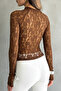 Women's Transparent Lace Long Sleeve Blouse - 2