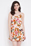 Floral Print Short Night Dress in Multicolour- Crepe With Matching NS1329P19 - 2
