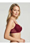 Women's Burgundy V620161 Milan Underwire Push up / Padded Lace Comfy Bra - 2