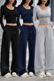 3-Piece Black Gray Navy Blue Wide Leg Sweatpants