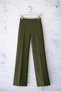 Women's Khaki Green Modal Fabric High Waist Palazzo Trousers - 5